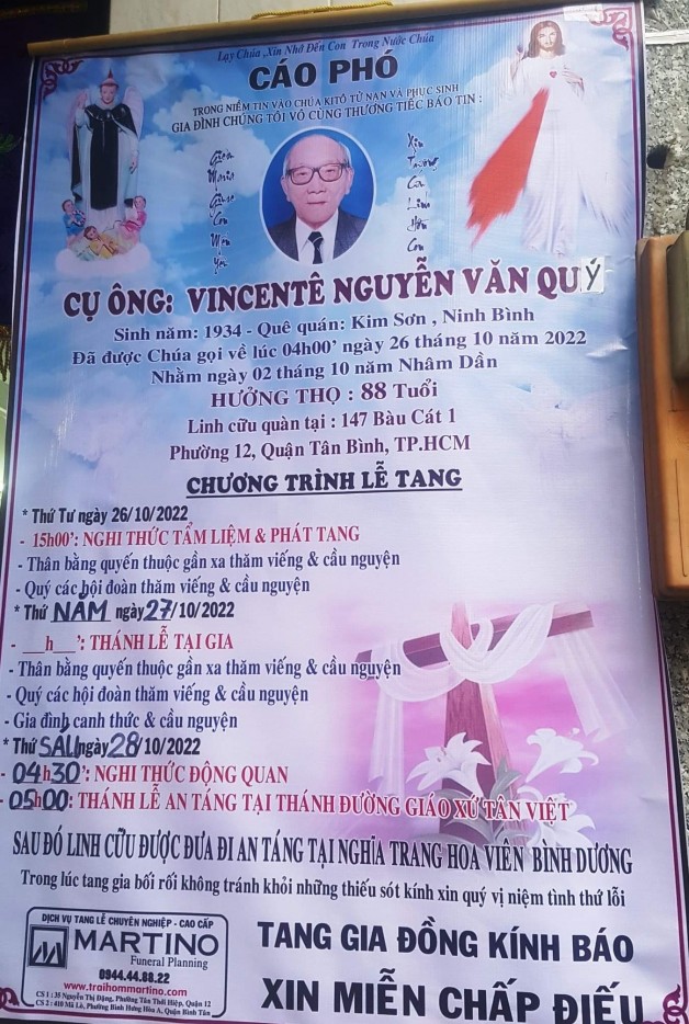 CẦU NGUYỆN CHO CỤ ÔNG VINCENTE NGUYỄN VÄ‚N QUÃ