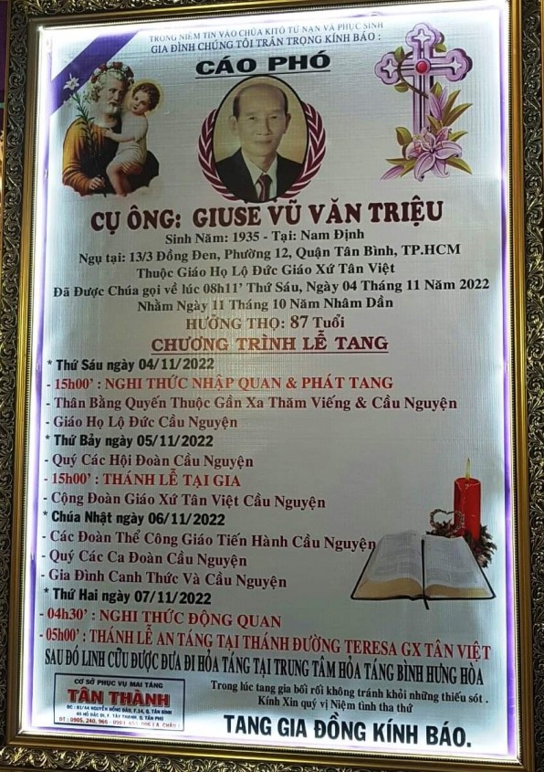 CẦU NGUYỆN CHO CỤ ÔNG GIUSE VŨ VĂN TRIỆU