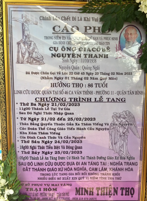 CẦU NGUYỆN CHO CỤ ÔNG GIACÔBÊ NGUYỄN THANH