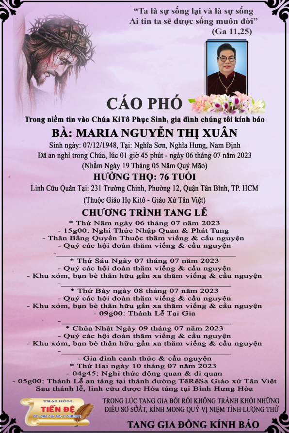 CẦU NGUYỆN CHO BÀ MARIA NGUYỄN THỊ XUÂN
