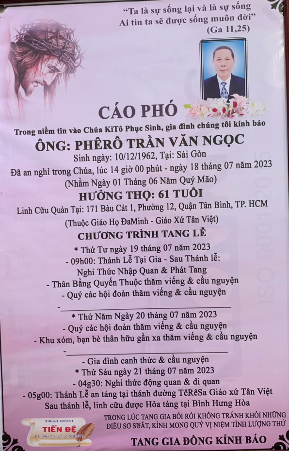 CẦU NGUYỆN CHO ÔNG PHÊRÔ TRẦN VĂN NGỌC