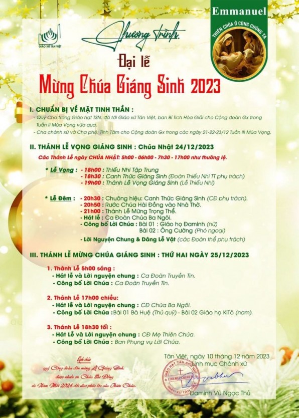 ĐẠI LỄ MỪNG CHÚA GIÁNG SINH 2023