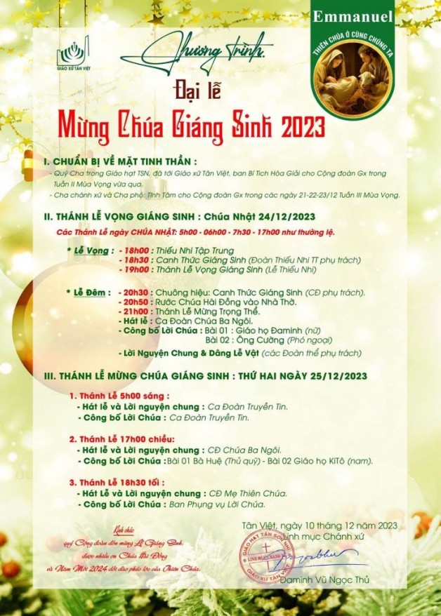 ĐẠI LỄ MỪNG CHÚA GIÁNG SINH 2023