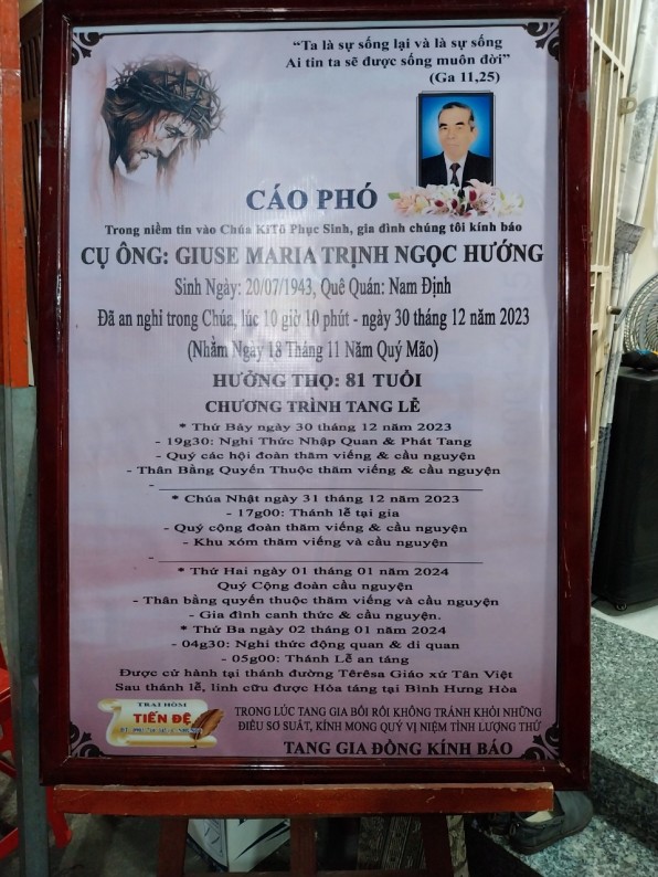 CẦU NGUYỆN CHO CỤ ÔNG GIUSE MARIA TRỊNH NGỌC HƯỚNG: (cựu trùm chánh Giáo họ Lộ Đức)