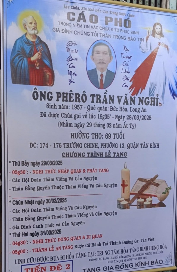 CẦU NGUYỆN CHO ÔNG PHÊRÔ TRẦN VĂN NGHỈ