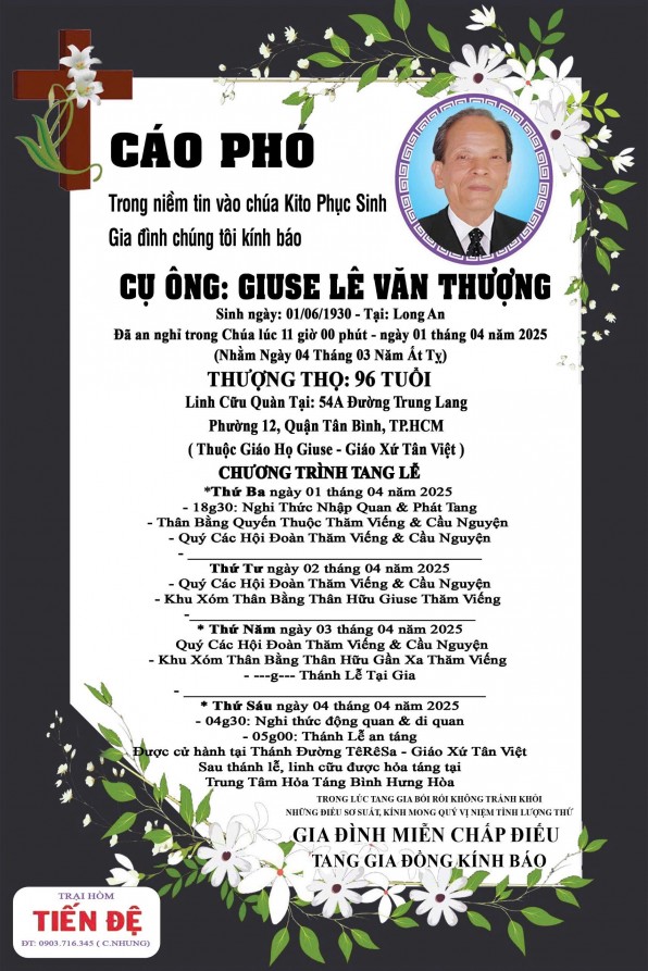 CẦU NGUYỆN CHO CỤ ÔNG GIUSE LÊ VĂN THƯỢNG