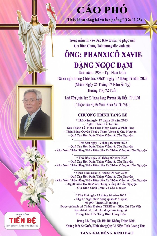 CẦU NGUYỆN CHO ÔNG PHANXICÔ XAVIÊ ÄẶNG NGỌC ÄẠM