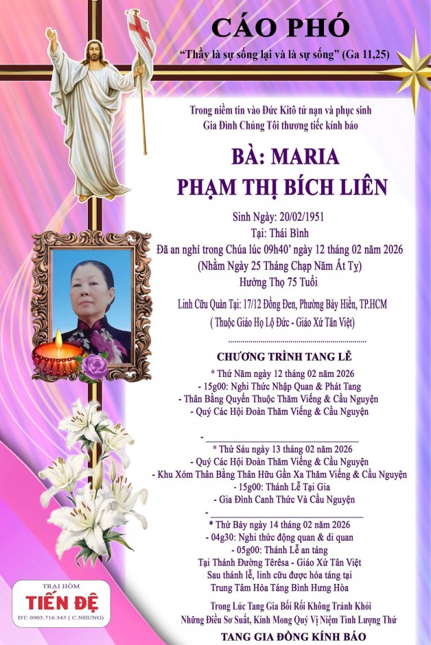 CẦU NGUYỆN CHO BÀ MARIA PHẠM THỊ BÍCH LIÊN