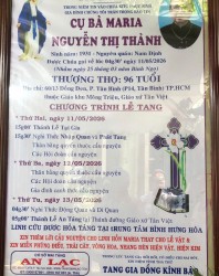 CẦU NGUYỆN CHO CỤ BÀ MARIA NGUYỄN THỊ THÀNH (Bà Hùng)