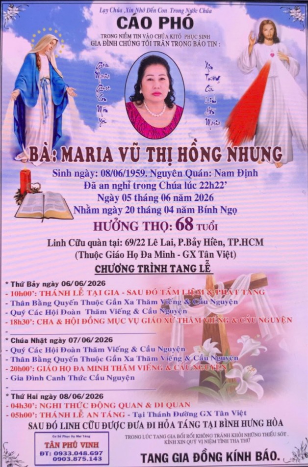 CẦU NGUYỆN CHO BÀ MARIA VŨ THỊ HỒNG NHUNG