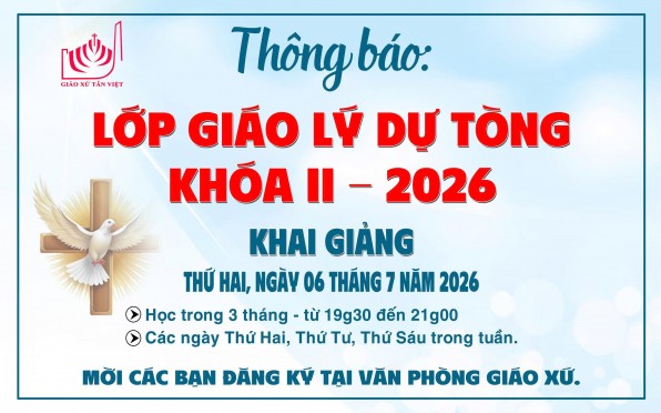 Lớp giáo lý Dự Tòng khóa II năm 2026