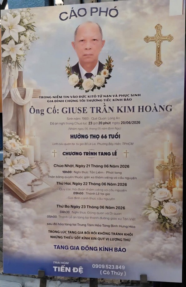 CẦU NGUYỆN CHO ÔNG CỐ GIUSE TRẦN KIM HOÀNG