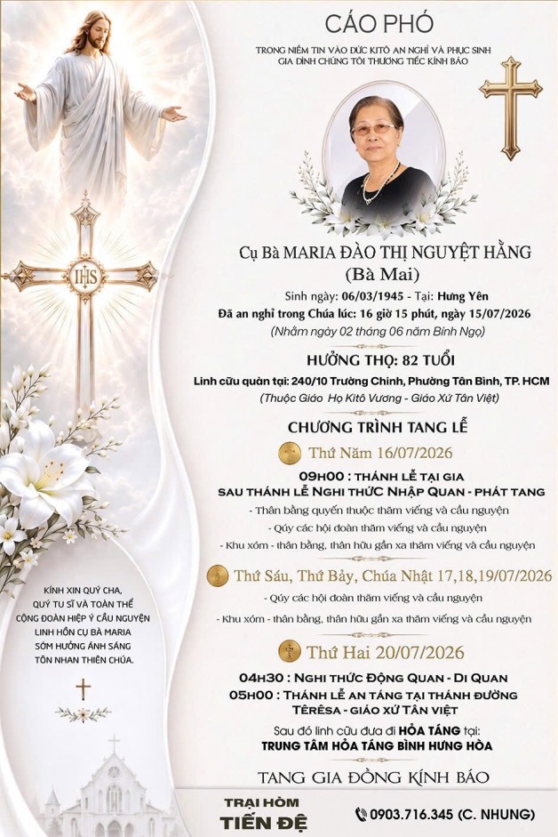 CẦU NGUYỆN CHO CỤ BÀ MARIA ÄÀO THỊ NGUYỆT HẰNG ( Bà Mai)