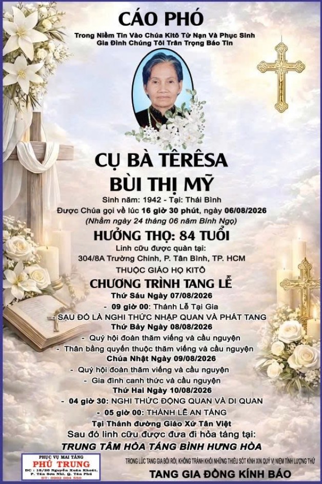 CẦU NGUYỆN CHO CỤ BÀ TÊRESA BÙI THỊ MỸ