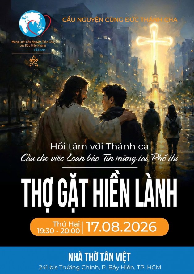 Cầu nguyện theo ý Äức Thánh Cha tháng 8/2026 “CẦU CHO VIỆC LOAN BÃO TIN MỪNG TẠI PHá» THỊ”